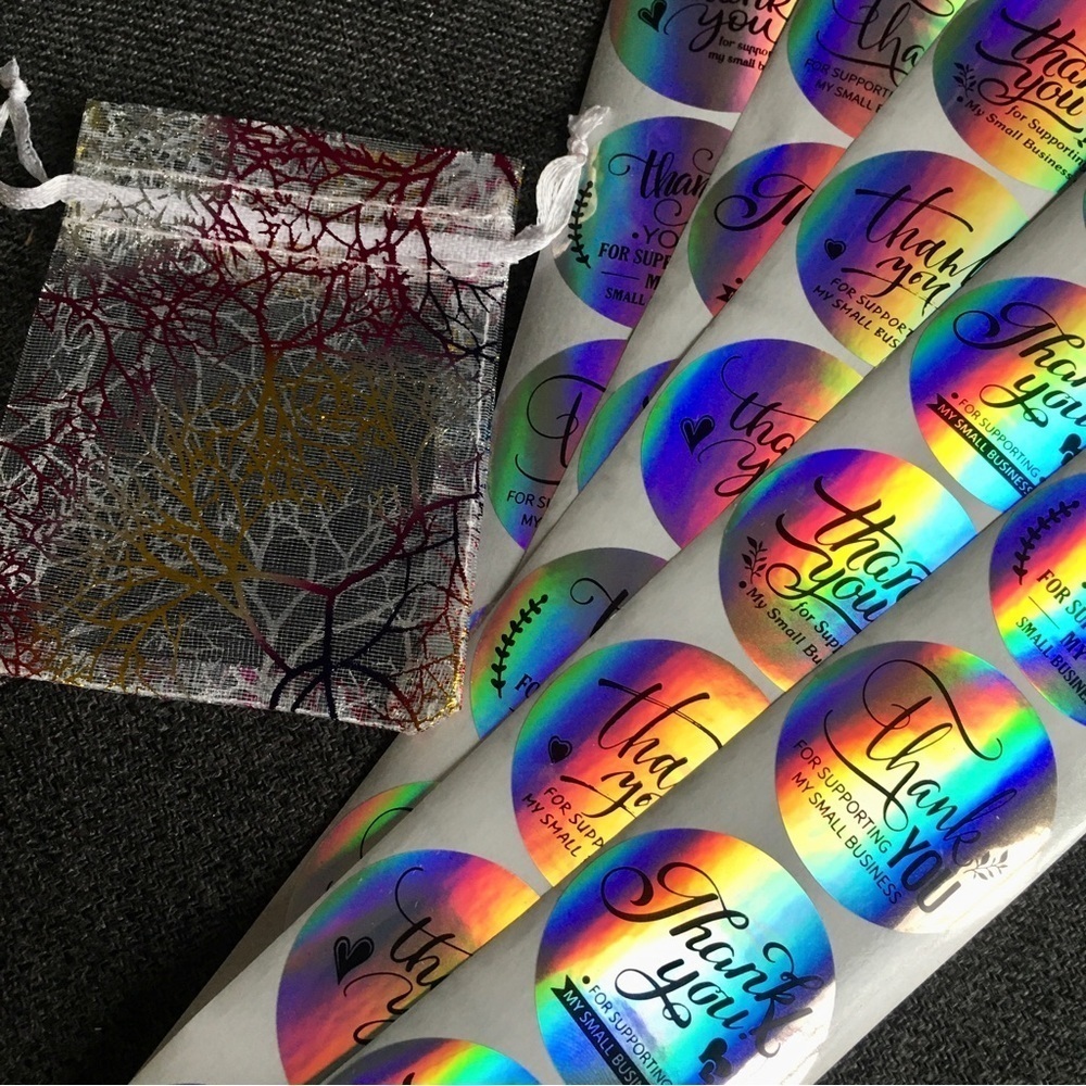 50 Count - Silver Holographic Thank You Stickers Starter Pack, 1.5 in